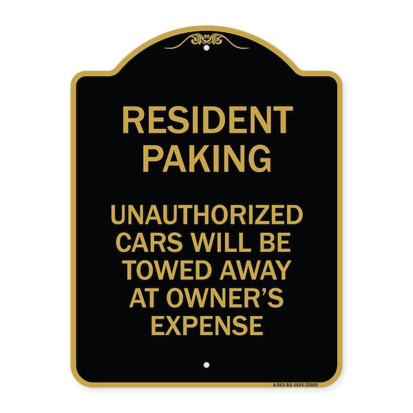 Signmission Tow Away Resident Parking Unauthorized Cars Will Be Towed Away at Owners Expense, BG-1824-22805 A-DES-BG-1824-22805 - main